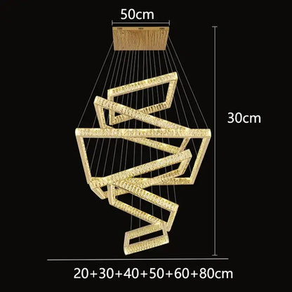 Modern golden geometric crystal chandelier living room light