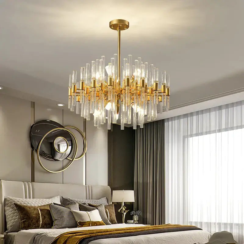 Elegant gold crystal chandelier dining room luxury pendant light