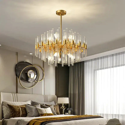 Elegant gold crystal chandelier dining room luxury pendant light