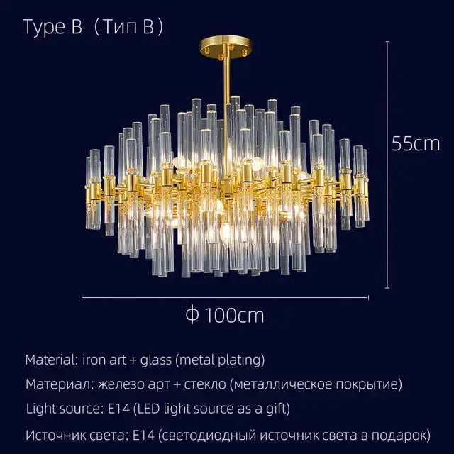 Elegant gold crystal chandelier dining room luxury pendant light