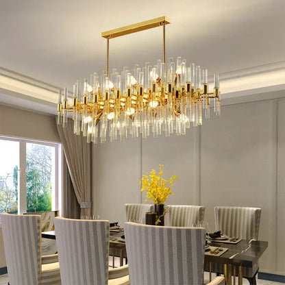 Elegant gold crystal chandelier dining room luxury pendant light