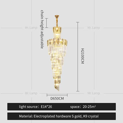 crystal chandelier gold multi tier staircase light