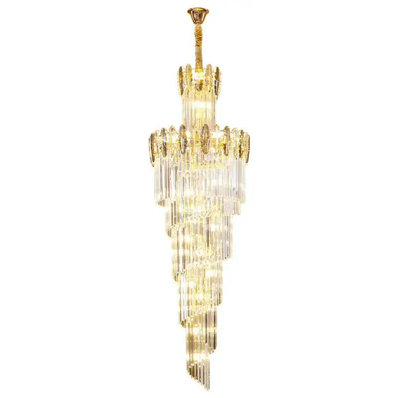 crystal chandelier gold multi tier staircase light