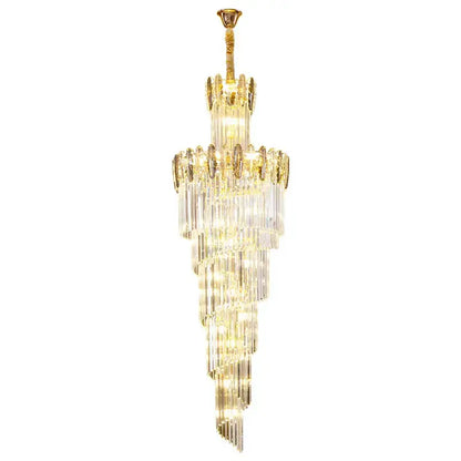 crystal chandelier gold multi tier staircase light