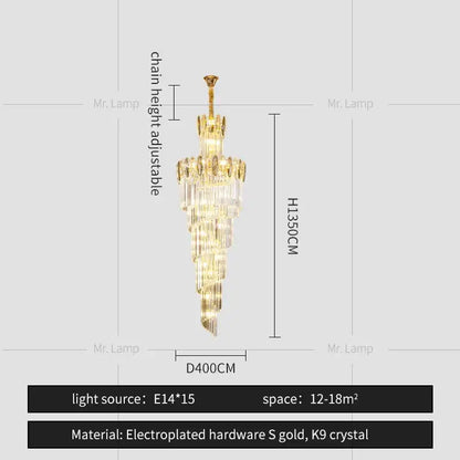 crystal chandelier gold multi tier staircase light