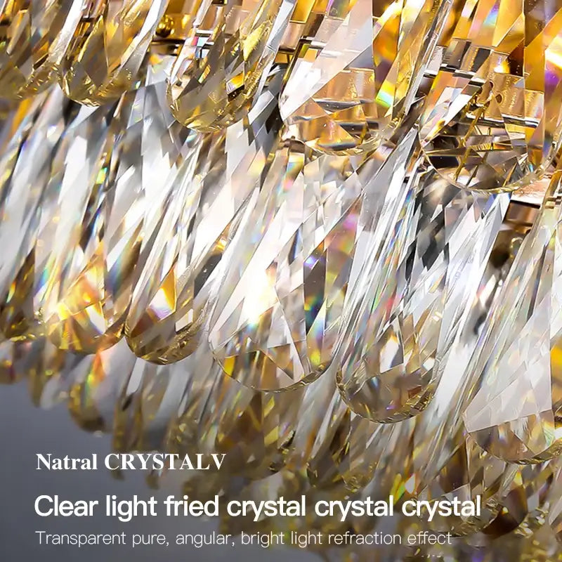 Golden peacock crystal chandelier living room teardrop pendant light