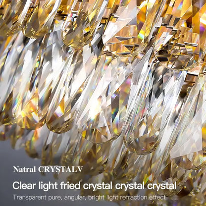 Golden peacock crystal chandelier living room teardrop pendant light