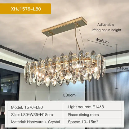 Luxury gold tiered crystal chandelier dining room pendant light
