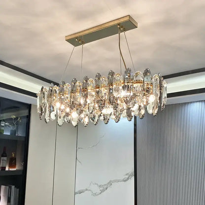 Luxury gold tiered crystal chandelier dining room pendant light