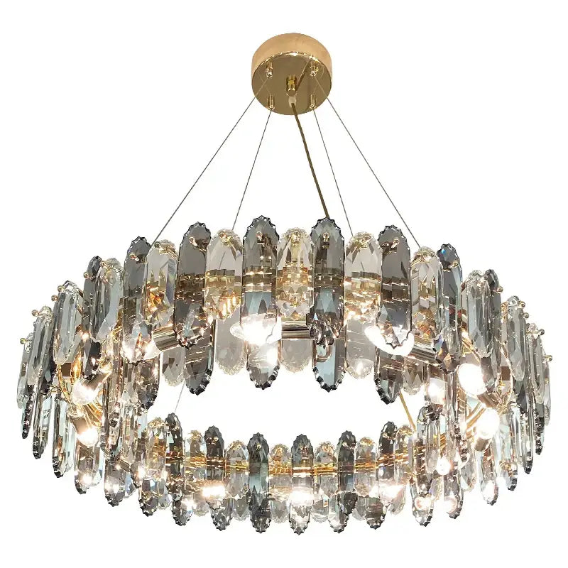 Luxury gold tiered crystal chandelier dining room pendant light
