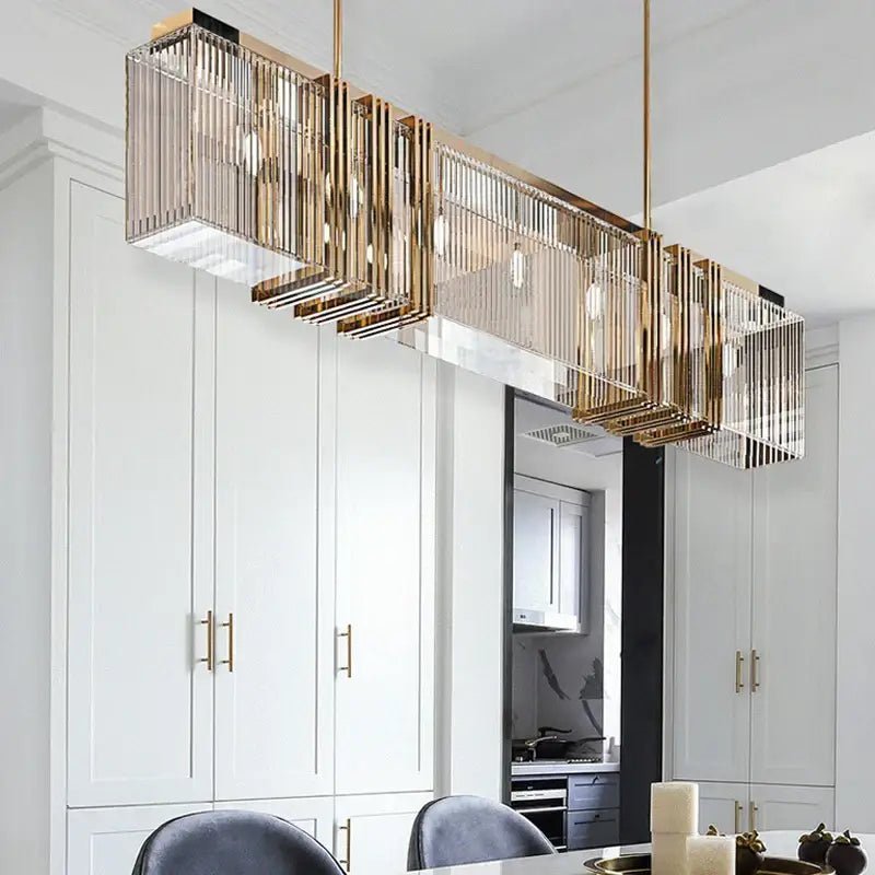 crystal chandelier gold rectangular dining room light