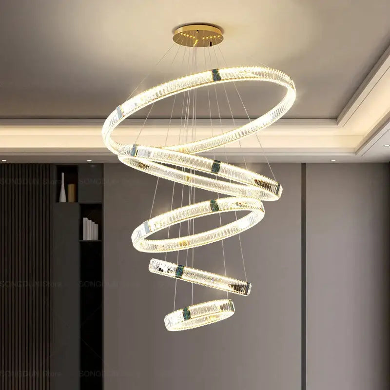 Modern spiral gold crystal chandelier for dining room