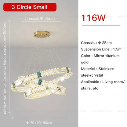 Modern spiral gold decorbites crystal chandelier for dining room