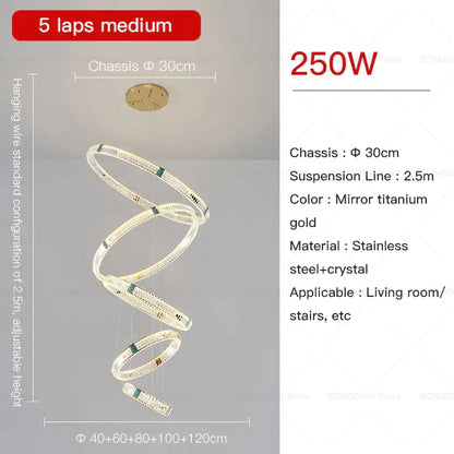 Modern spiral gold decorbites crystal chandelier for dining room