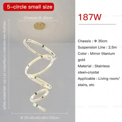 Modern spiral gold decorbites crystal chandelier for dining room