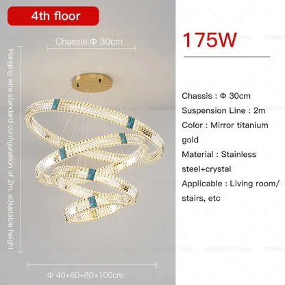 Modern spiral gold decorbites crystal chandelier for dining room