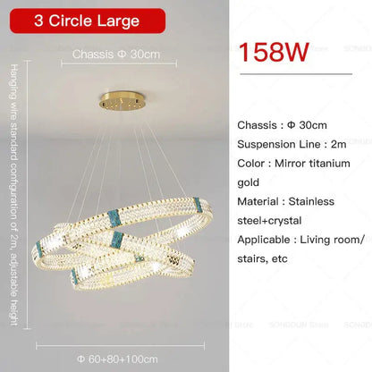 Modern spiral gold decorbites crystal chandelier for dining room