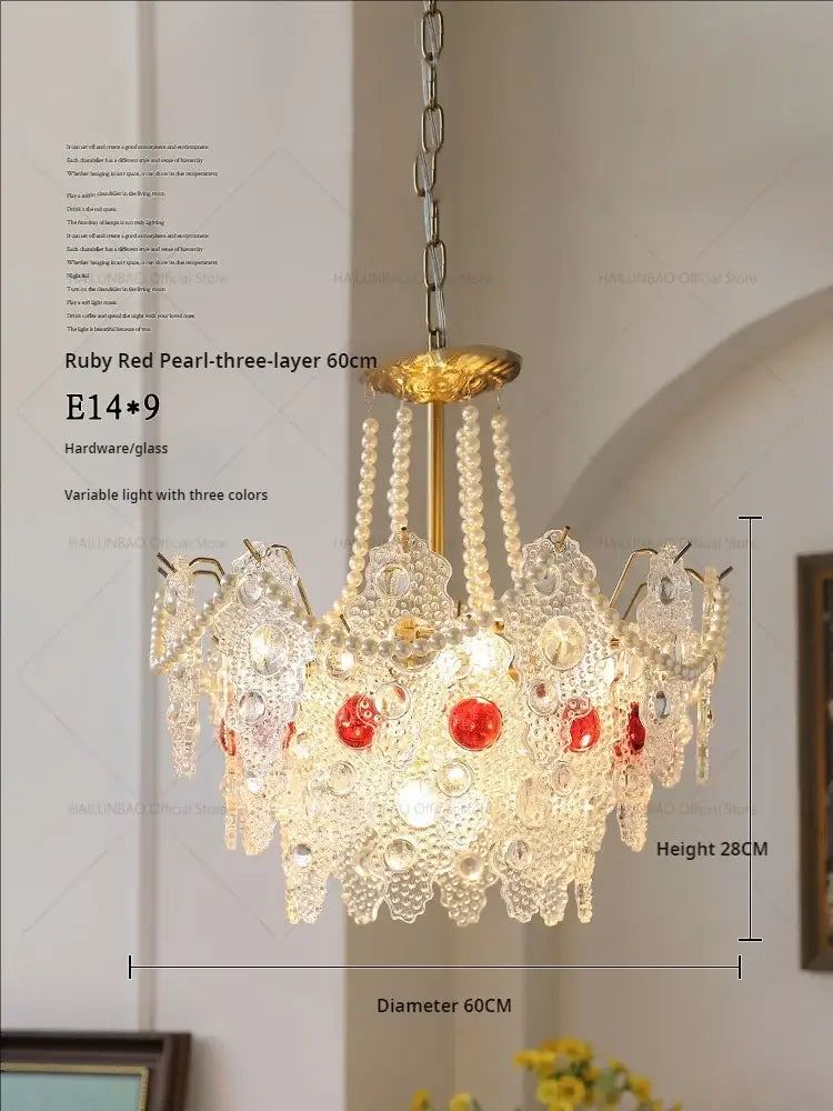 Retro gold and green crystal chandelier for dining room