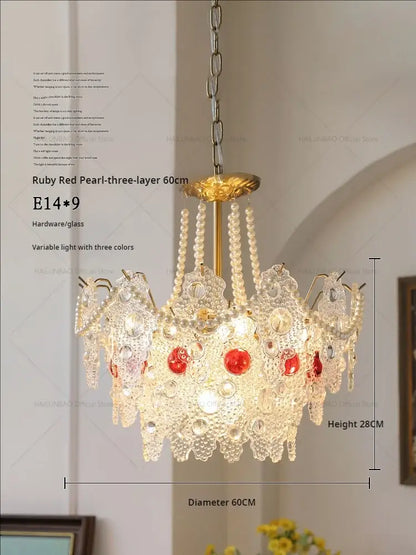 Retro gold and green crystal chandelier for dining room