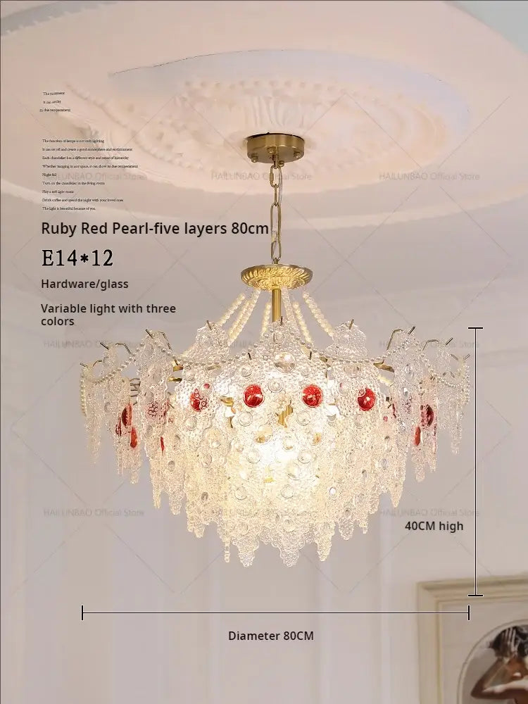 Retro gold and green crystal chandelier for dining room