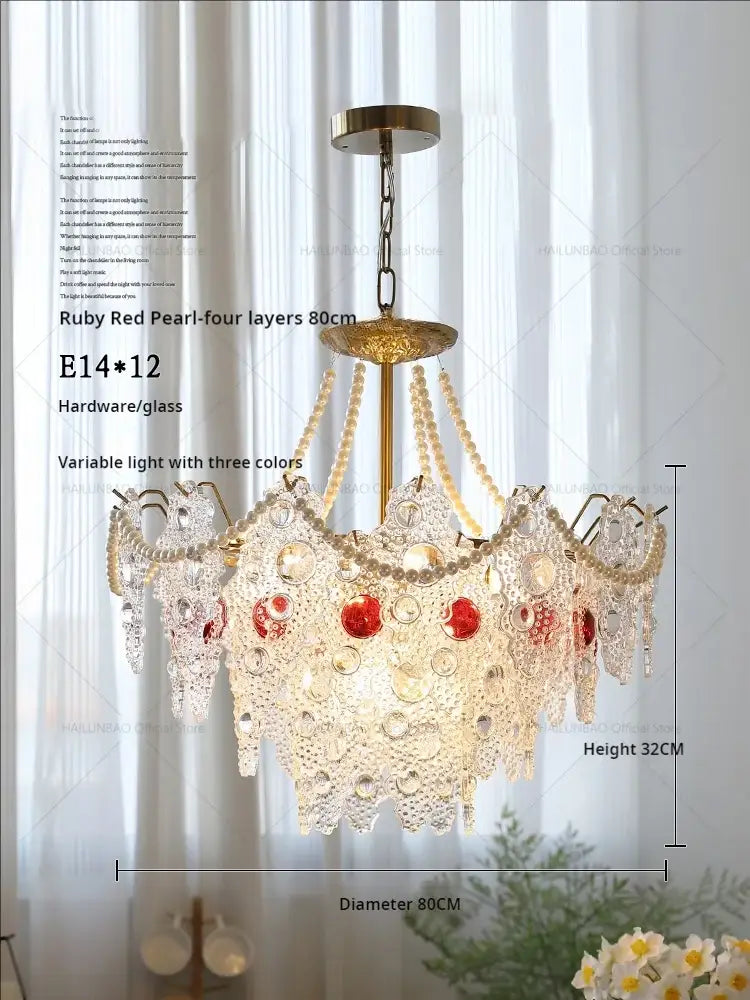 Retro gold and green crystal chandelier for dining room