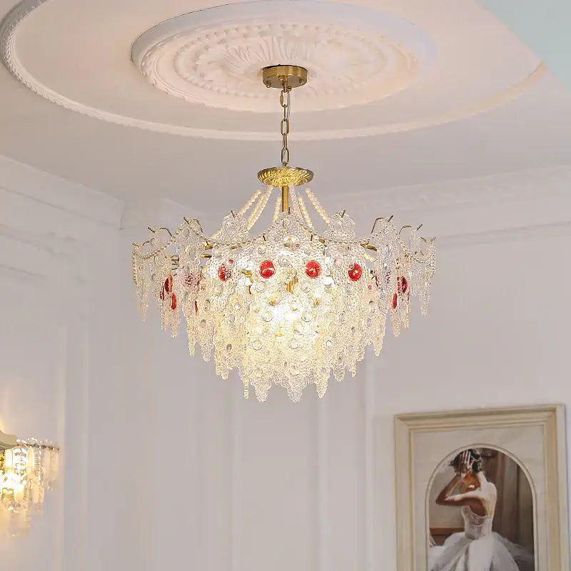 Retro gold and green crystal chandelier for dining room