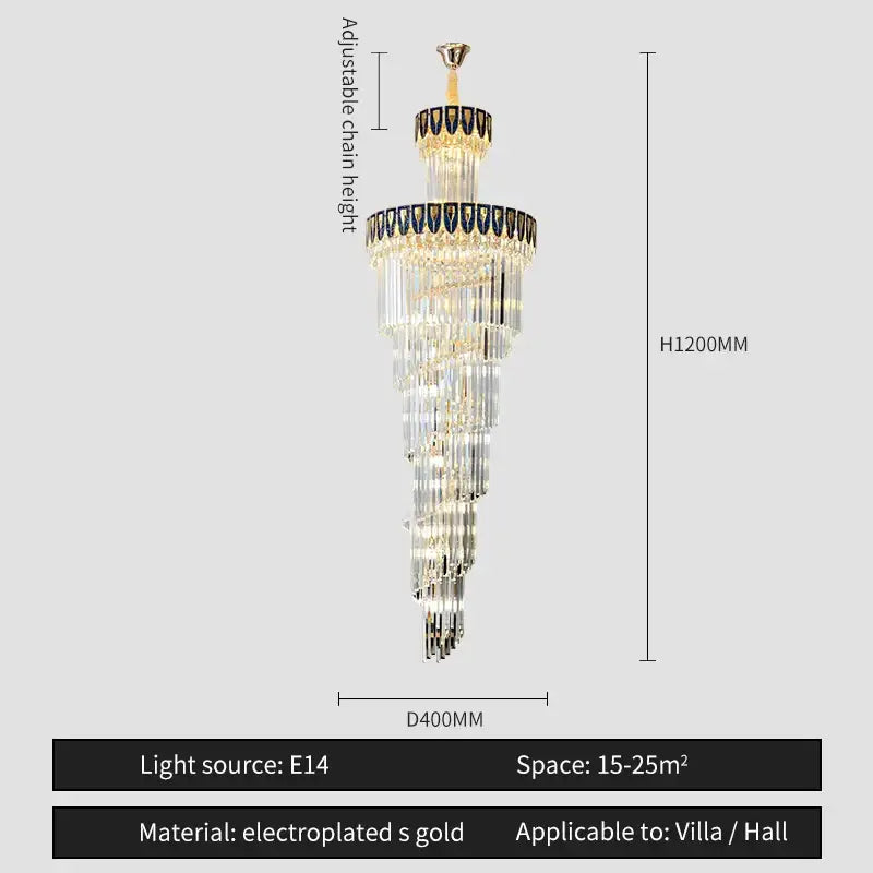 Elegant gold and blue crystal chandelier living room lighting