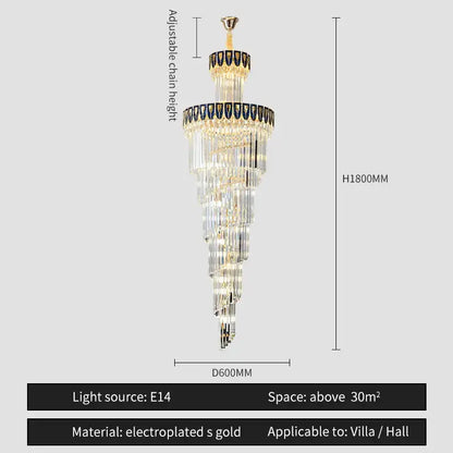Elegant gold and blue crystal chandelier living room lighting