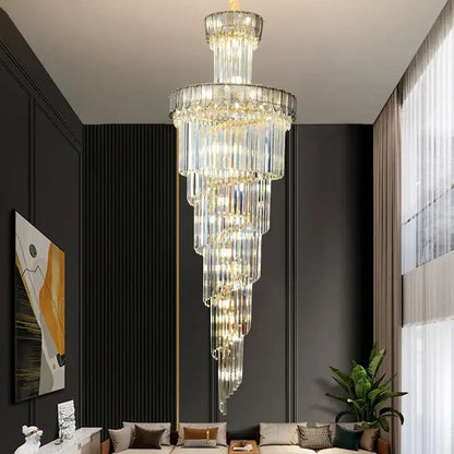 Elegant gold and blue crystal chandelier living room lighting