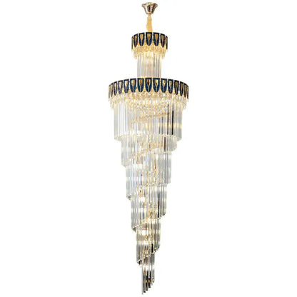 Elegant gold and blue crystal chandelier living room lighting