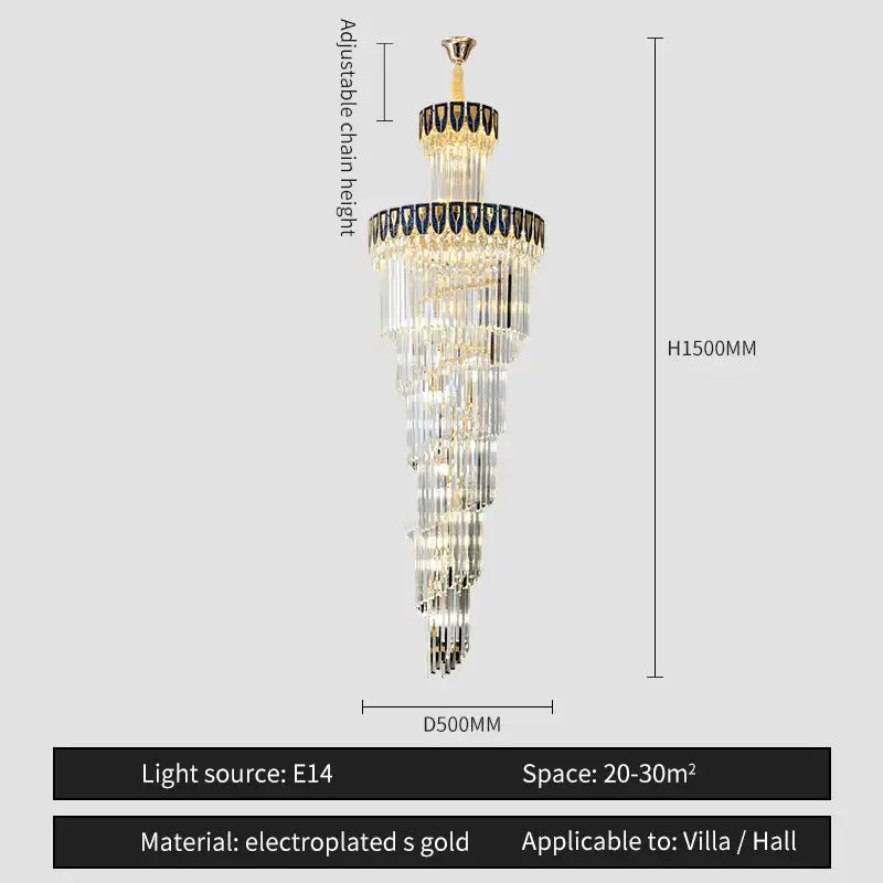 Elegant gold and blue crystal chandelier living room lighting