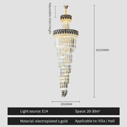 Elegant gold and blue crystal chandelier living room lighting