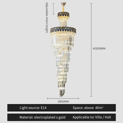 Elegant gold and blue crystal chandelier living room lighting