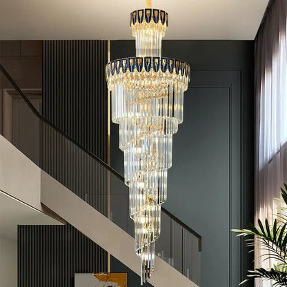 Elegant gold and blue crystal chandelier living room lighting