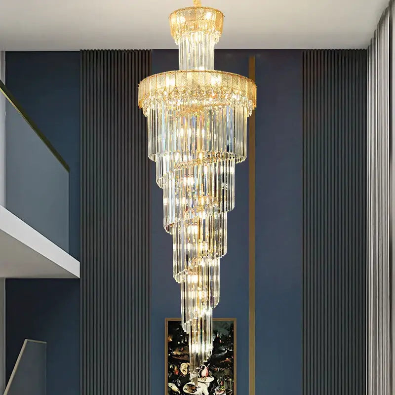 Elegant gold and blue crystal chandelier living room lighting