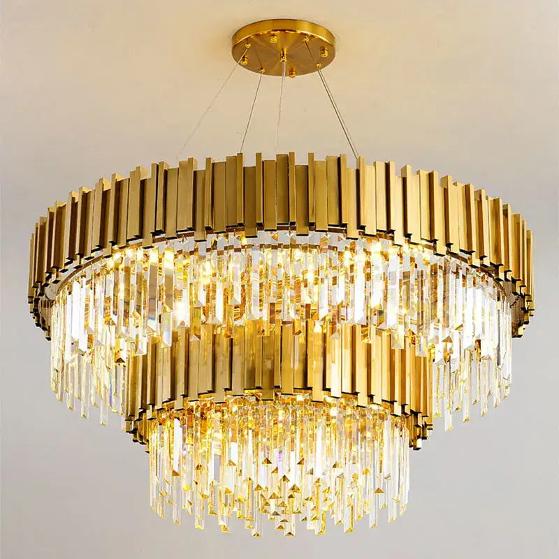 crystal chandelier gold brass and pink living room light