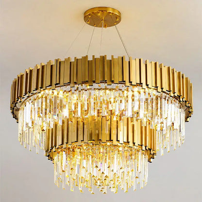 crystal chandelier gold brass and pink living room light