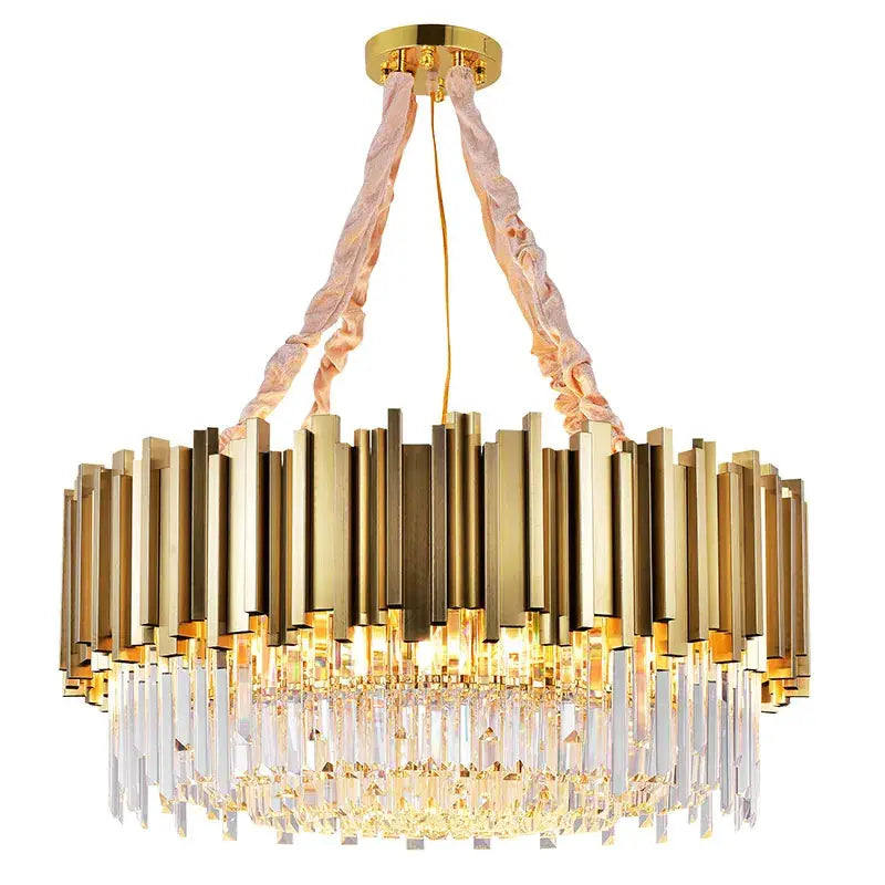 crystal chandelier gold brass and pink living room light