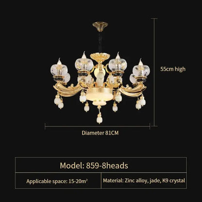 Ornate gold crystal chandelier for the dining room