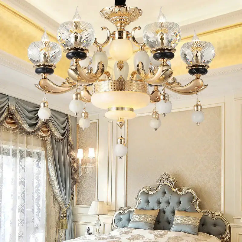 Ornate gold crystal chandelier for the dining room