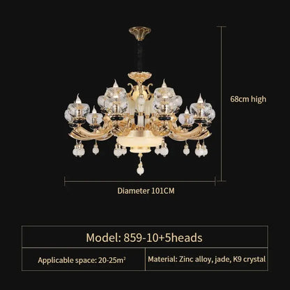 Ornate gold crystal chandelier for the dining room
