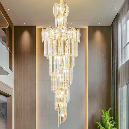 European luxury gold crystal chandelier dining room multi tiered light