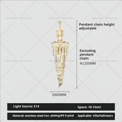 European luxury gold crystal chandelier dining room multi tiered light