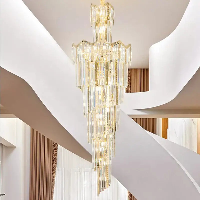 European luxury gold crystal chandelier dining room multi tiered light