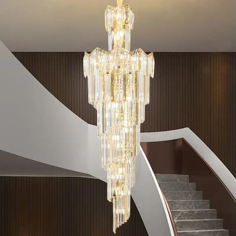 European luxury gold crystal chandelier dining room multi tiered light