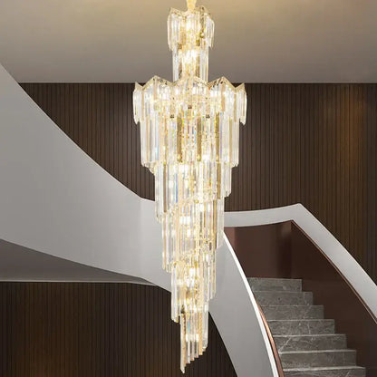 European luxury gold crystal chandelier dining room multi tiered light