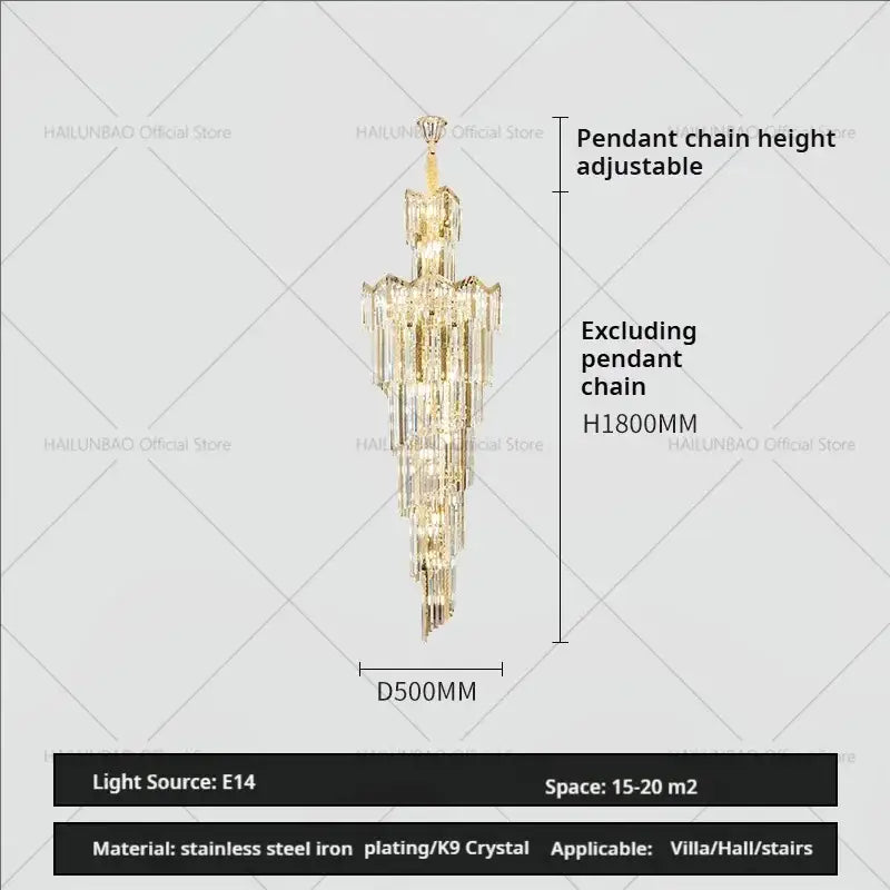 European luxury gold crystal chandelier dining room multi tiered light