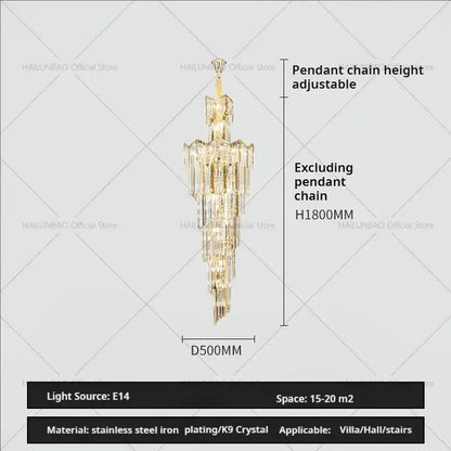 European luxury gold crystal chandelier dining room multi tiered light