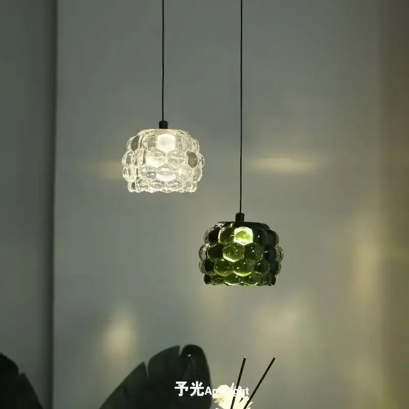 Clear & emerald green crystal chandelier commercial entrance light