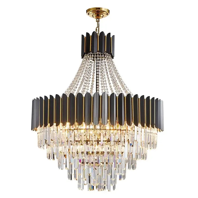 Modern black & gold crystal chandelier for living room